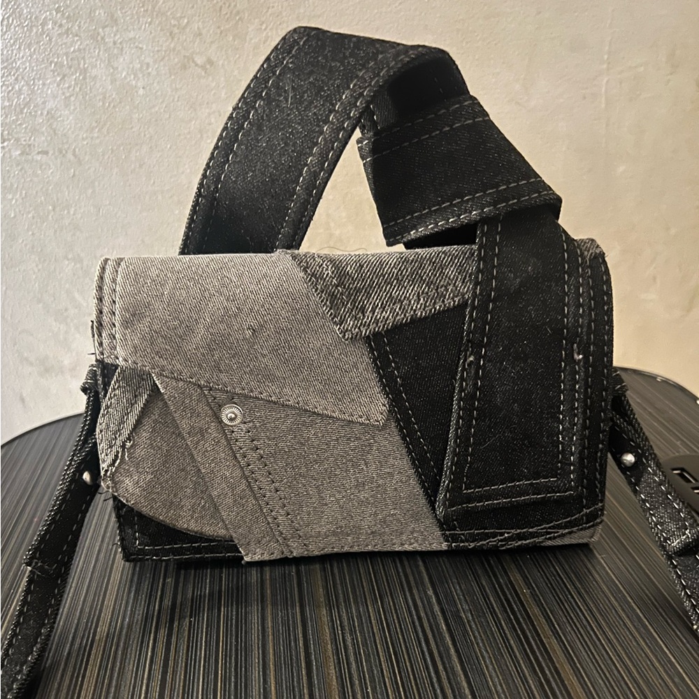 Zara denim mini city patchwork purse